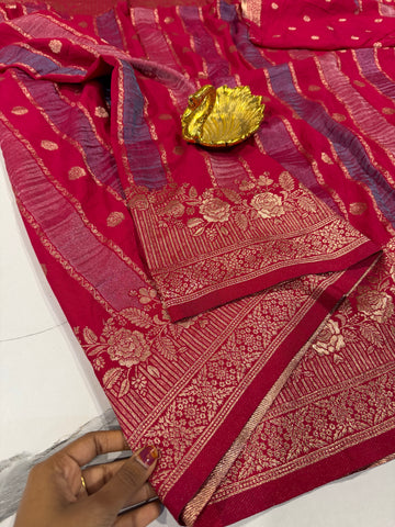 KR-1949 pink  Rangkart kaddi georgette saree