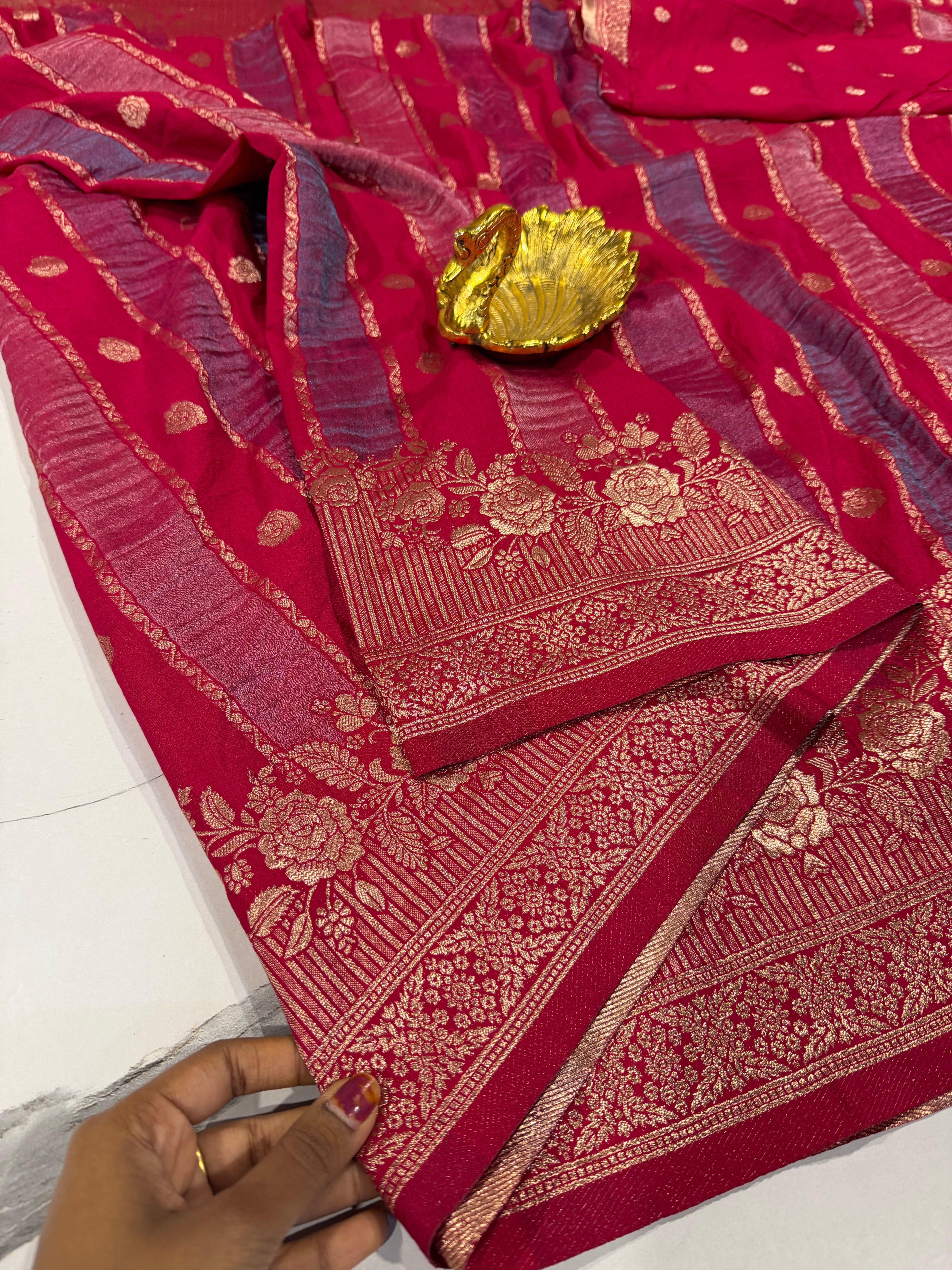 KR-1949 pink  Rangkart kaddi georgette saree
