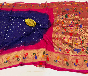 LD-2D banaras 2d bandini sarees paithani border blue colour saree