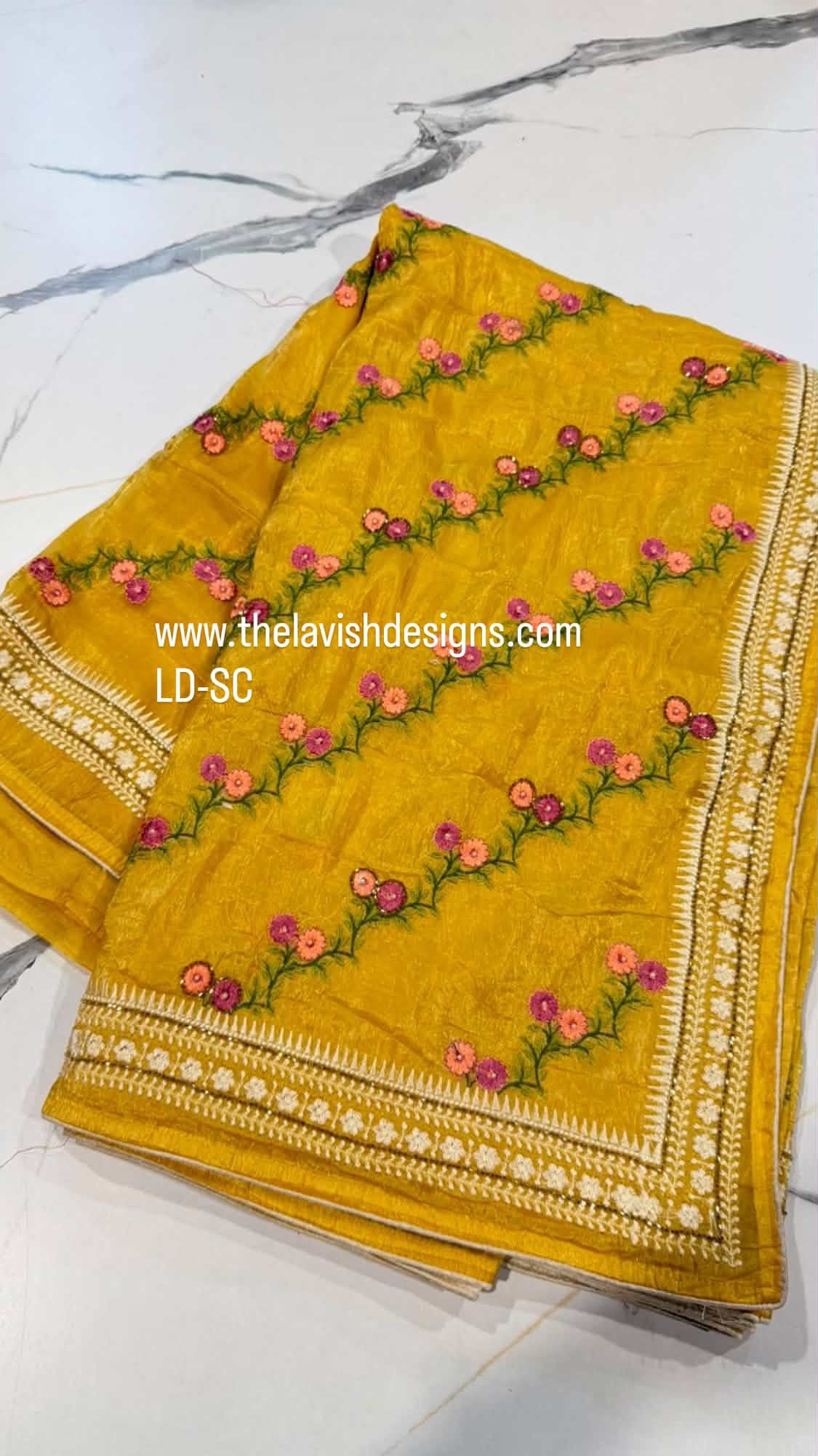 LD-SC golden yellow space silk sarees