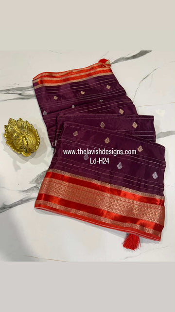 Ld-H24 Mysore semi crepe wine n orange