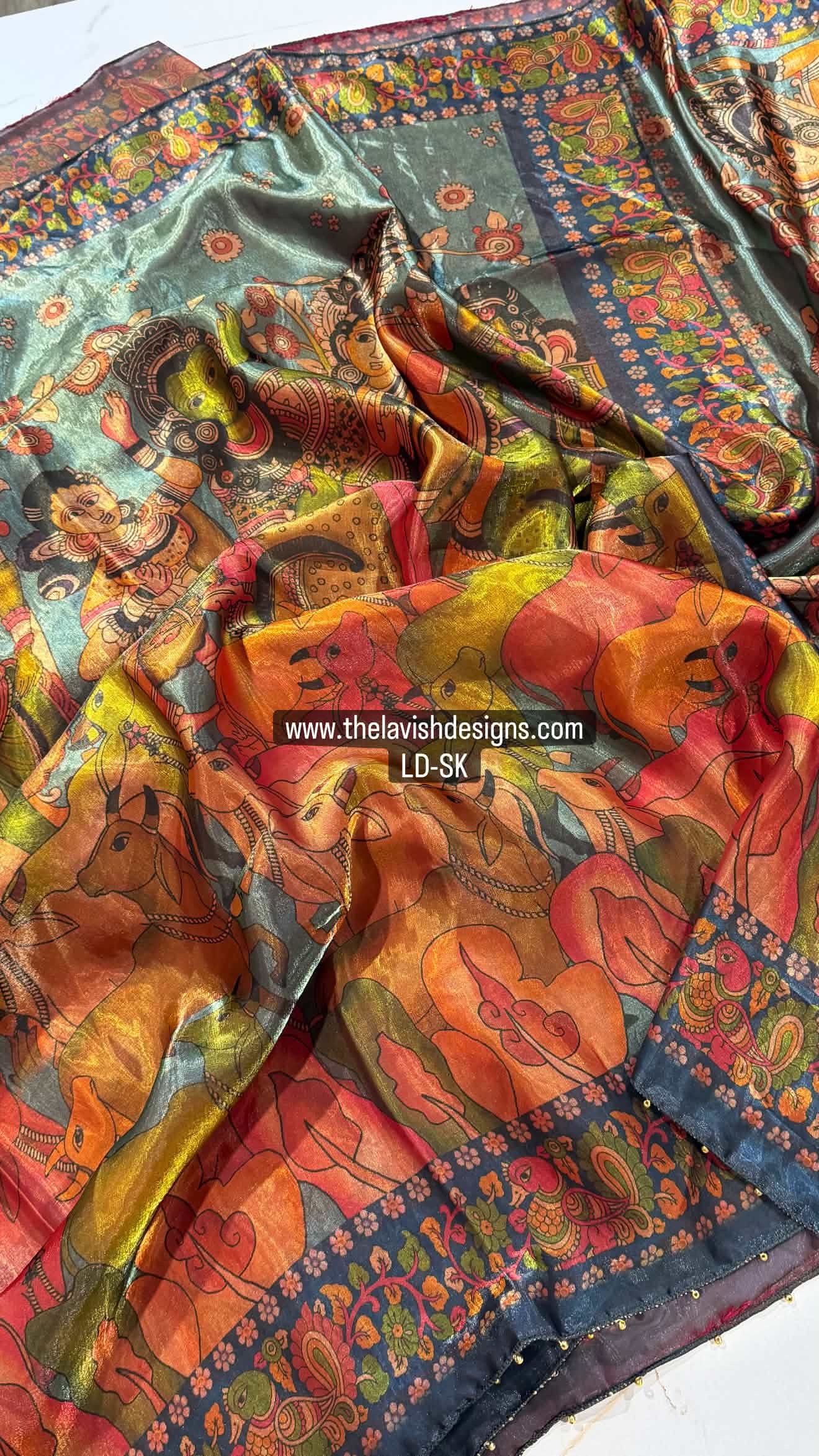 Fusion Kalamkari LD-SK Grey n blue