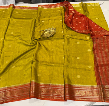 KJC3-  green n maroon  -Kanchi Jute Crepe Saree