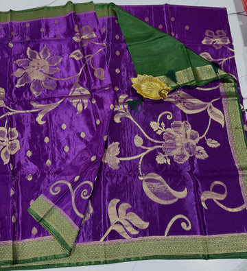 HS-2650 violet HO crepe saree