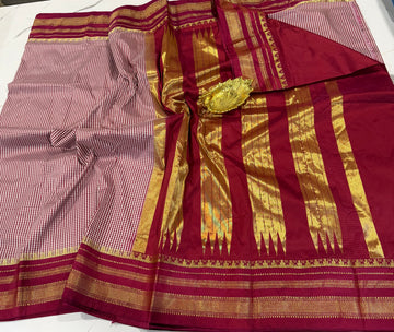 LD-N22 narayanapeta semi checks saree maroon and maroon border saree