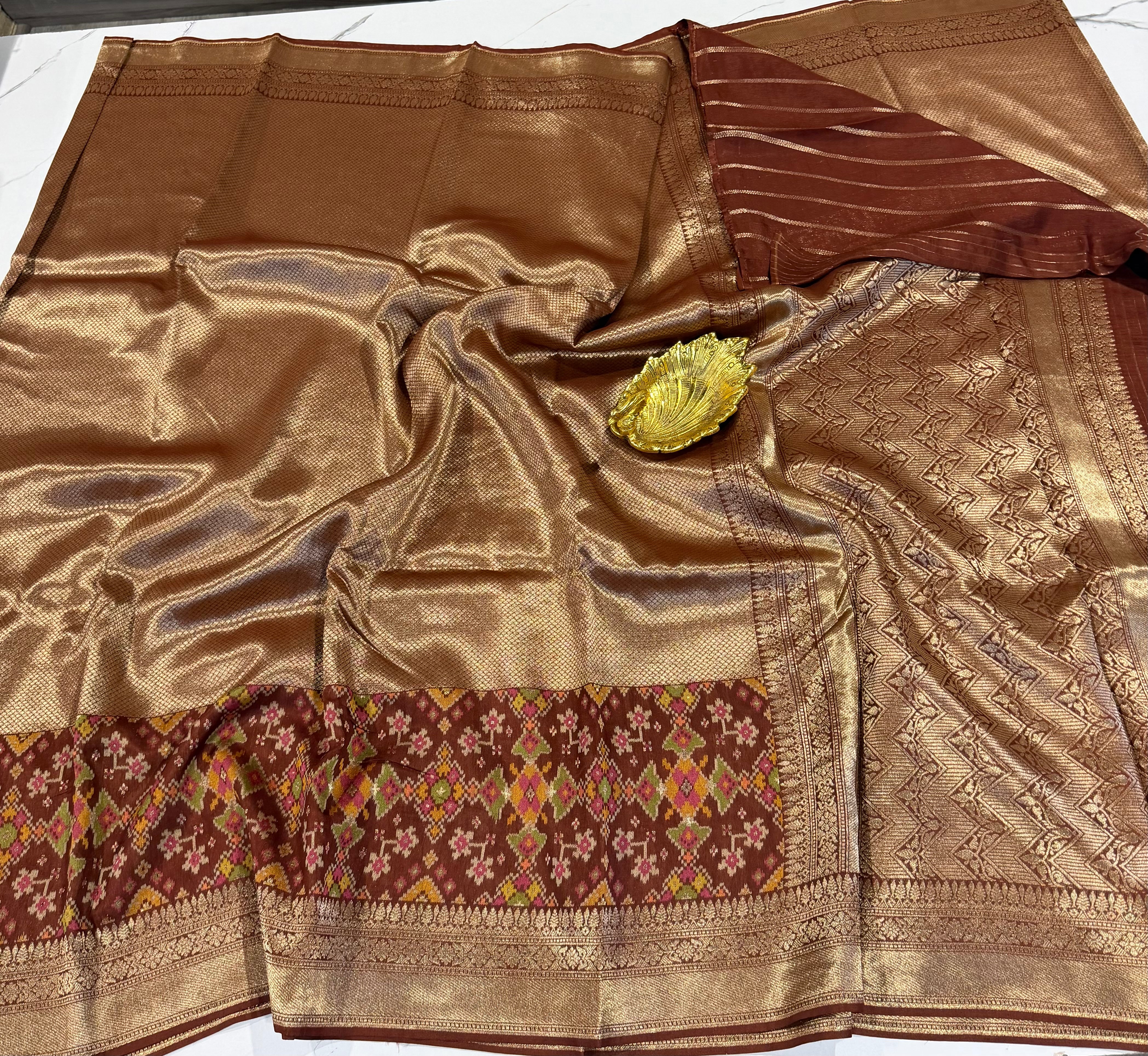 P-5400 brown tissue Patola saree