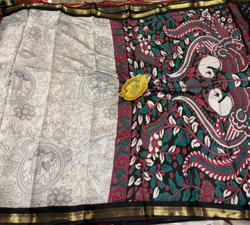 White saree Mashru mangalagiri