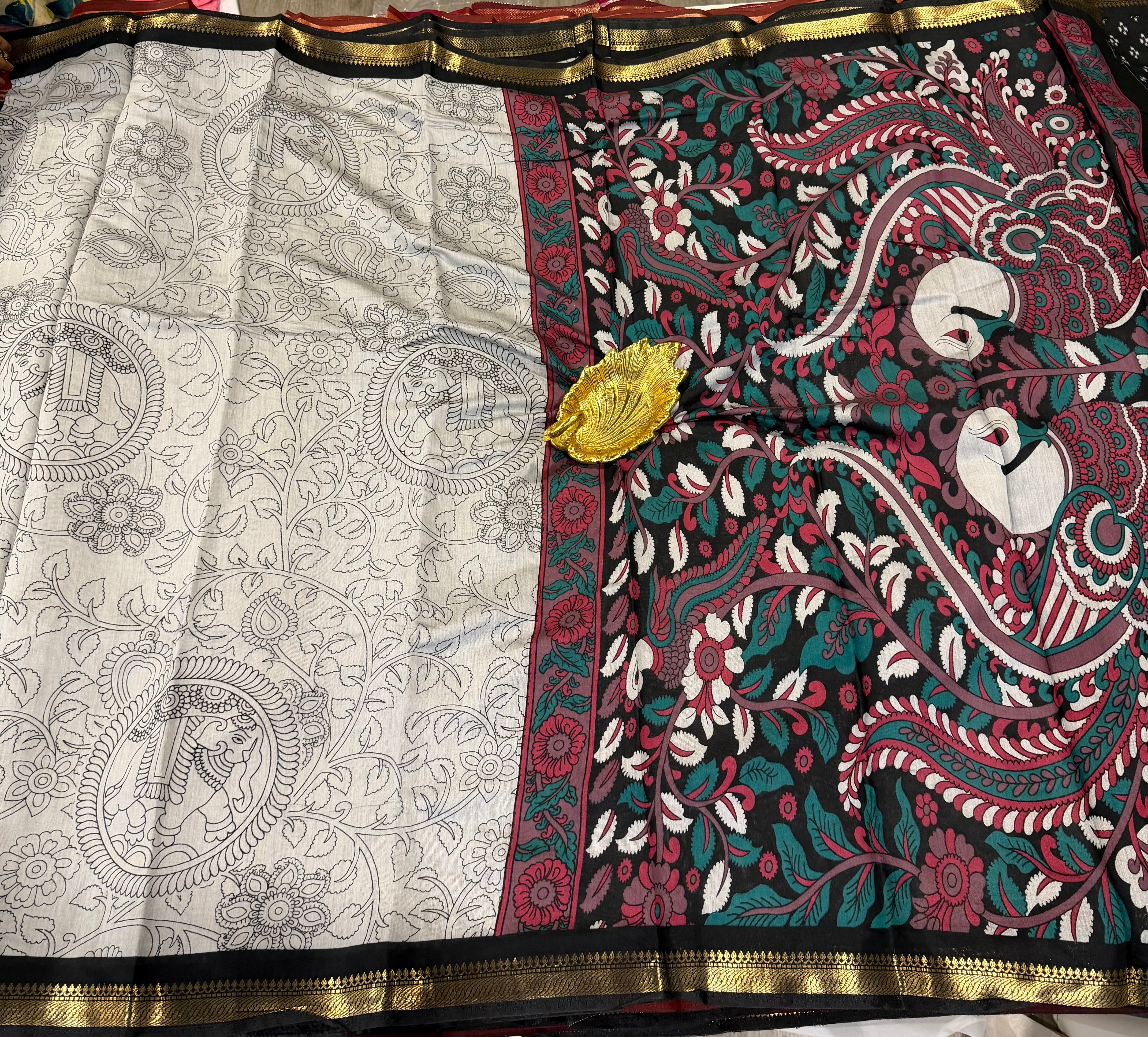 White saree Mashru mangalagiri