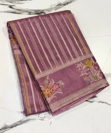 K-4850 Maavu kora banaras Mashru borders saree