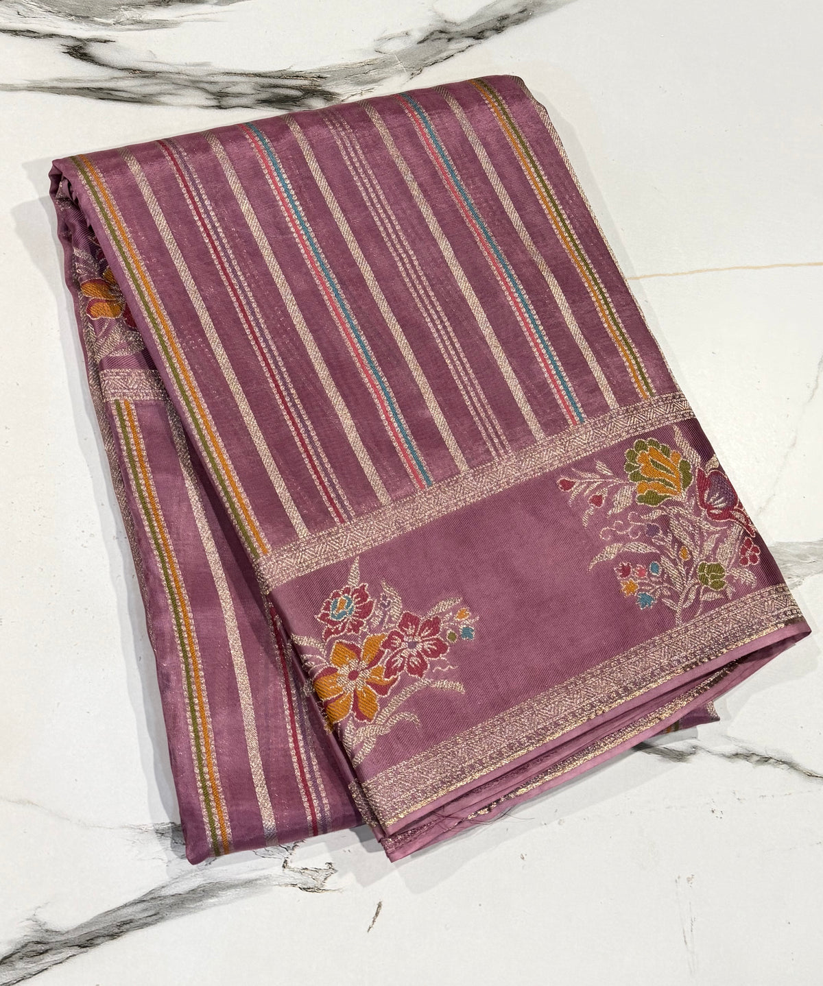 K-4850 Maavu kora banaras Mashru borders saree