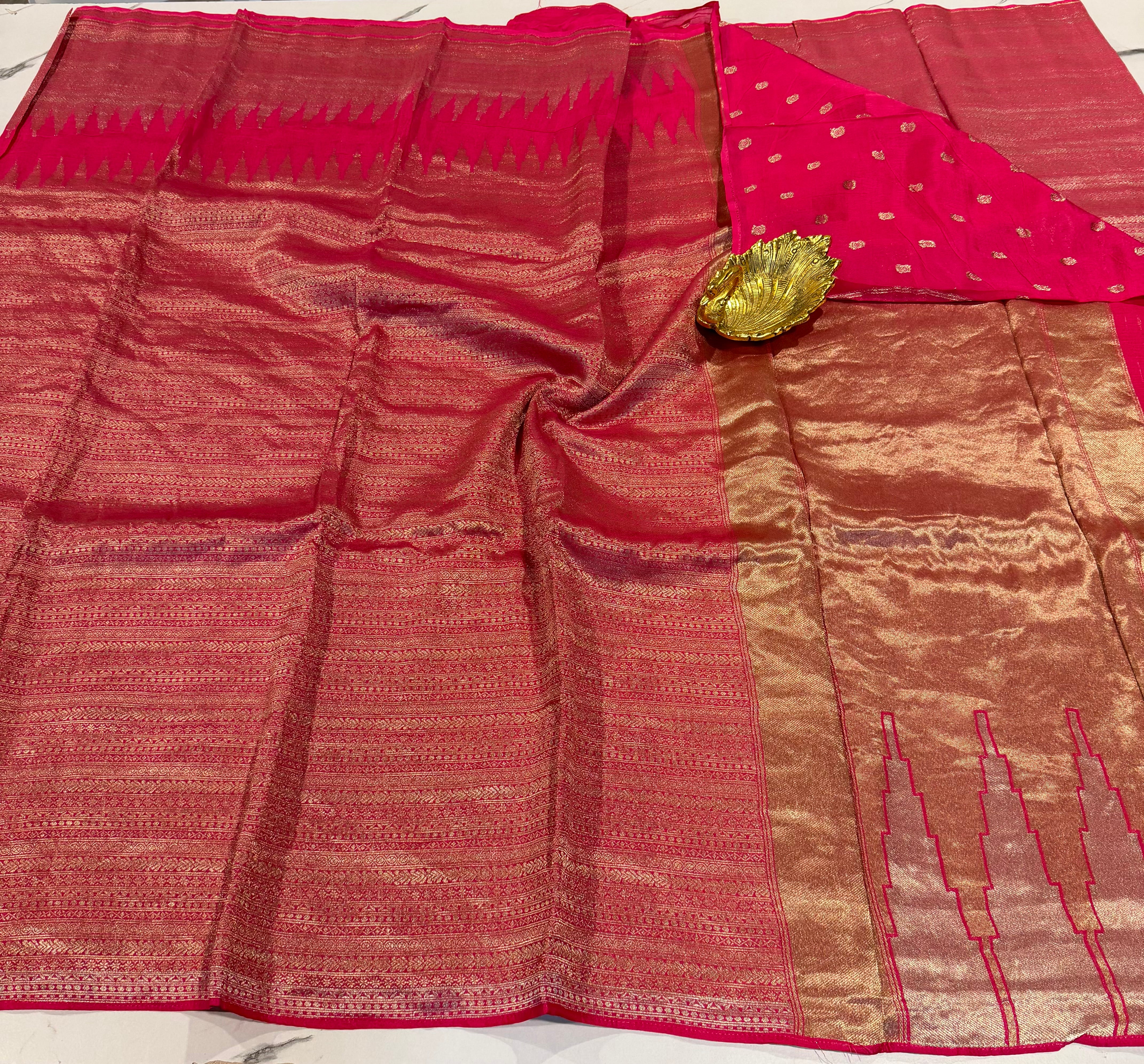 AR-5100 Ranipink  colour kanchi tissue saree