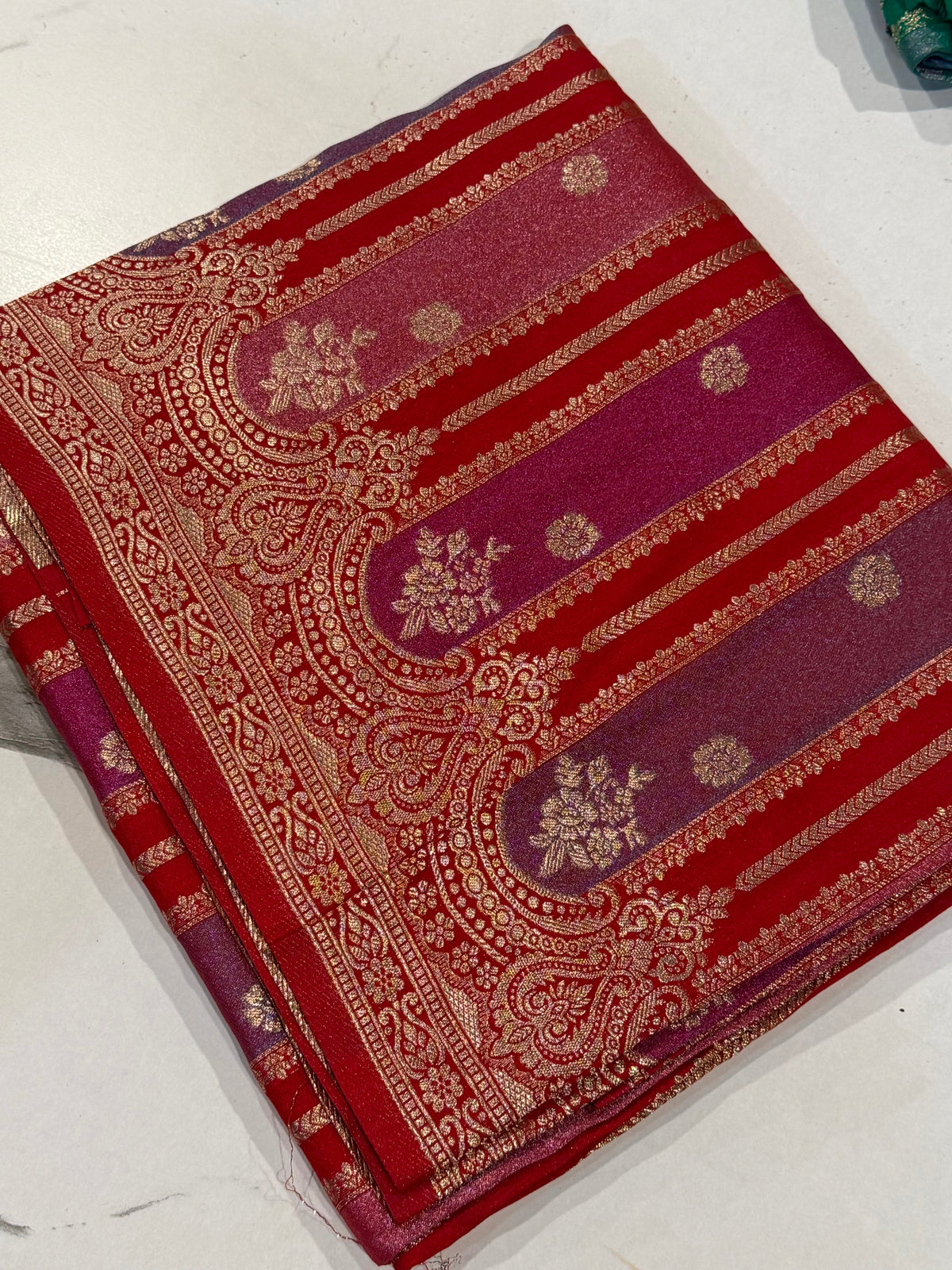Ws-2100 Red Rangkart kaddi georgette saree