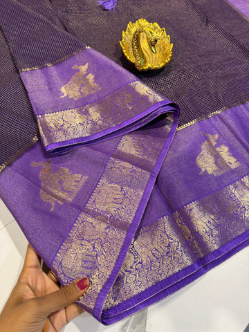 VS-27 dark violet saree lavender borders vintage Kanchi saree