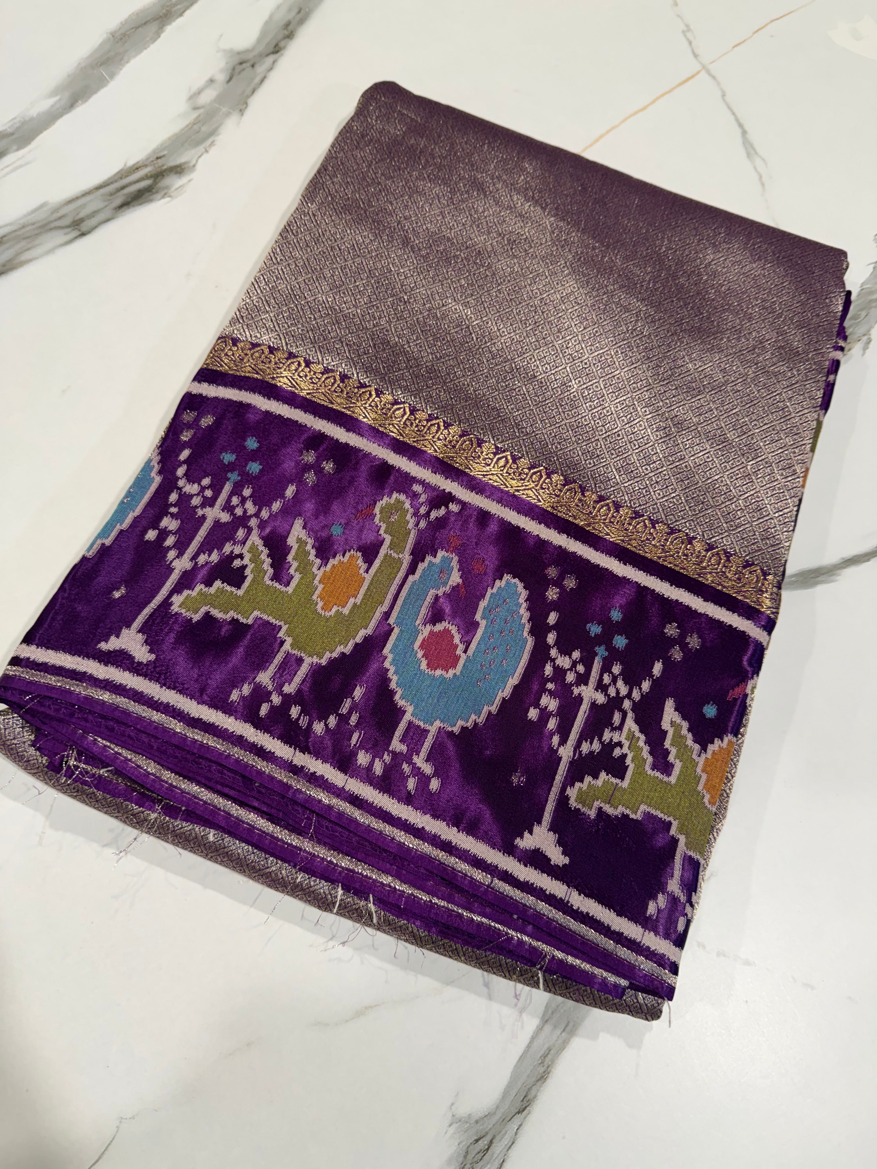 KT-5 purple colour kanchi tissue saree