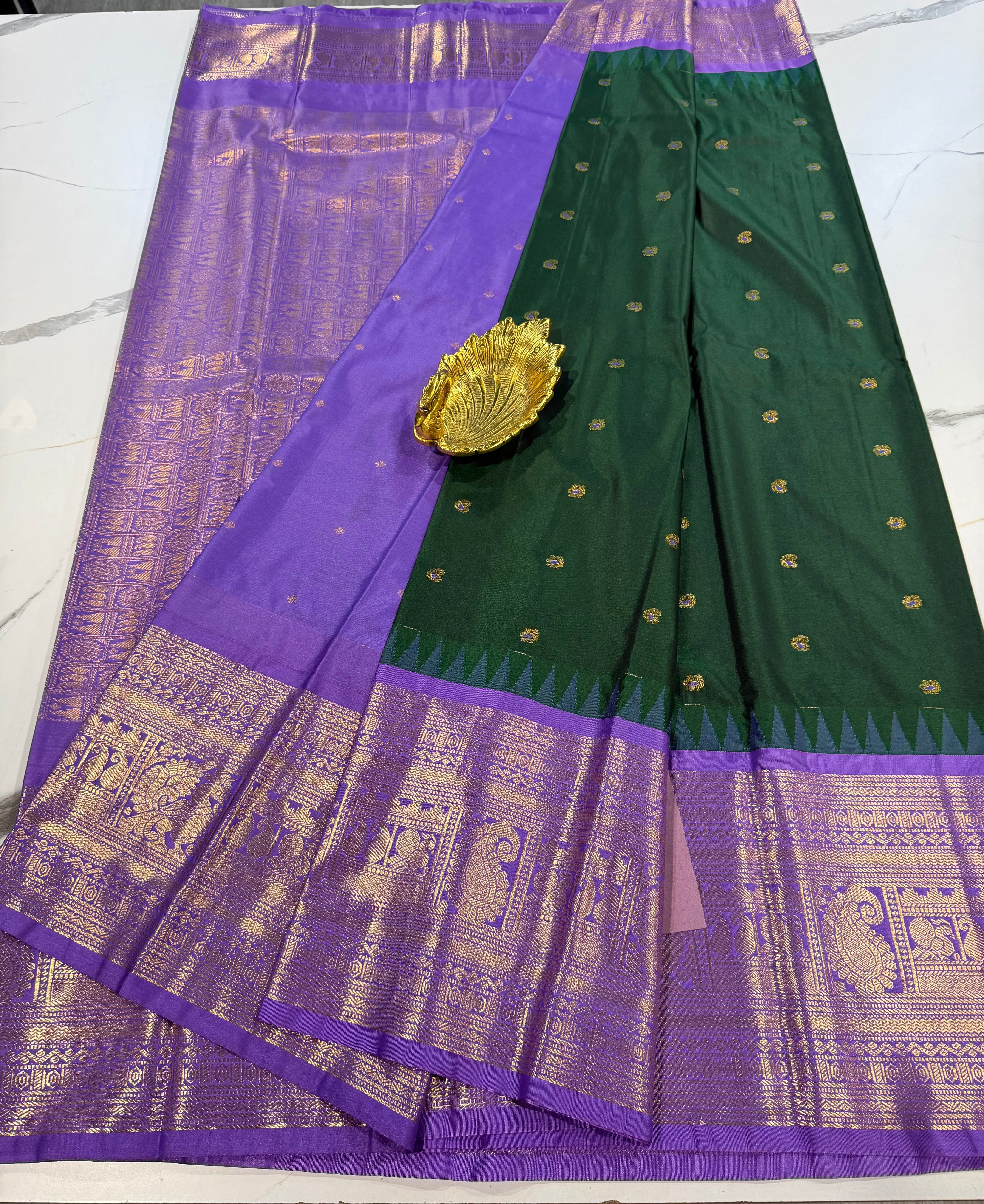 VG2 semi gadwals dark green and lavender border saree