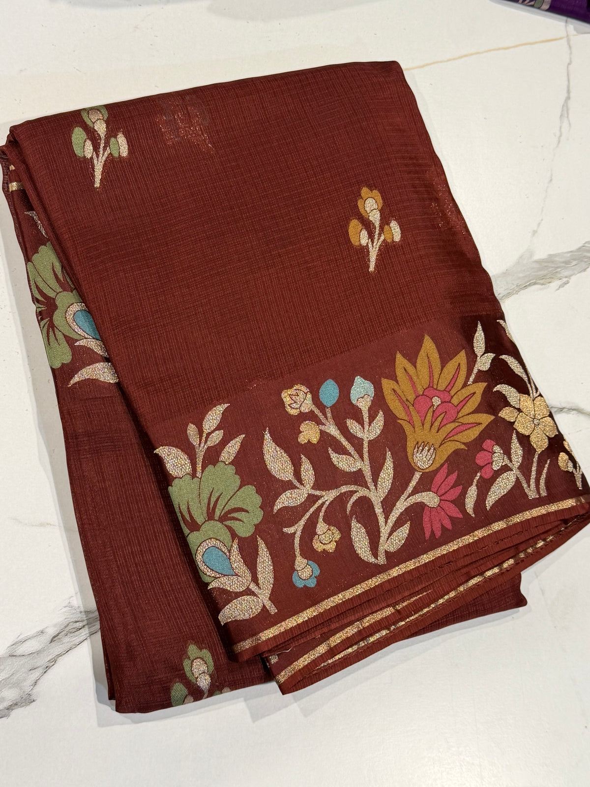NM-5200 Brown saree Manipuri Kota silk