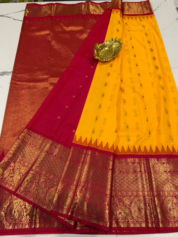 VG2 semi Gadwal yellow and red border saree