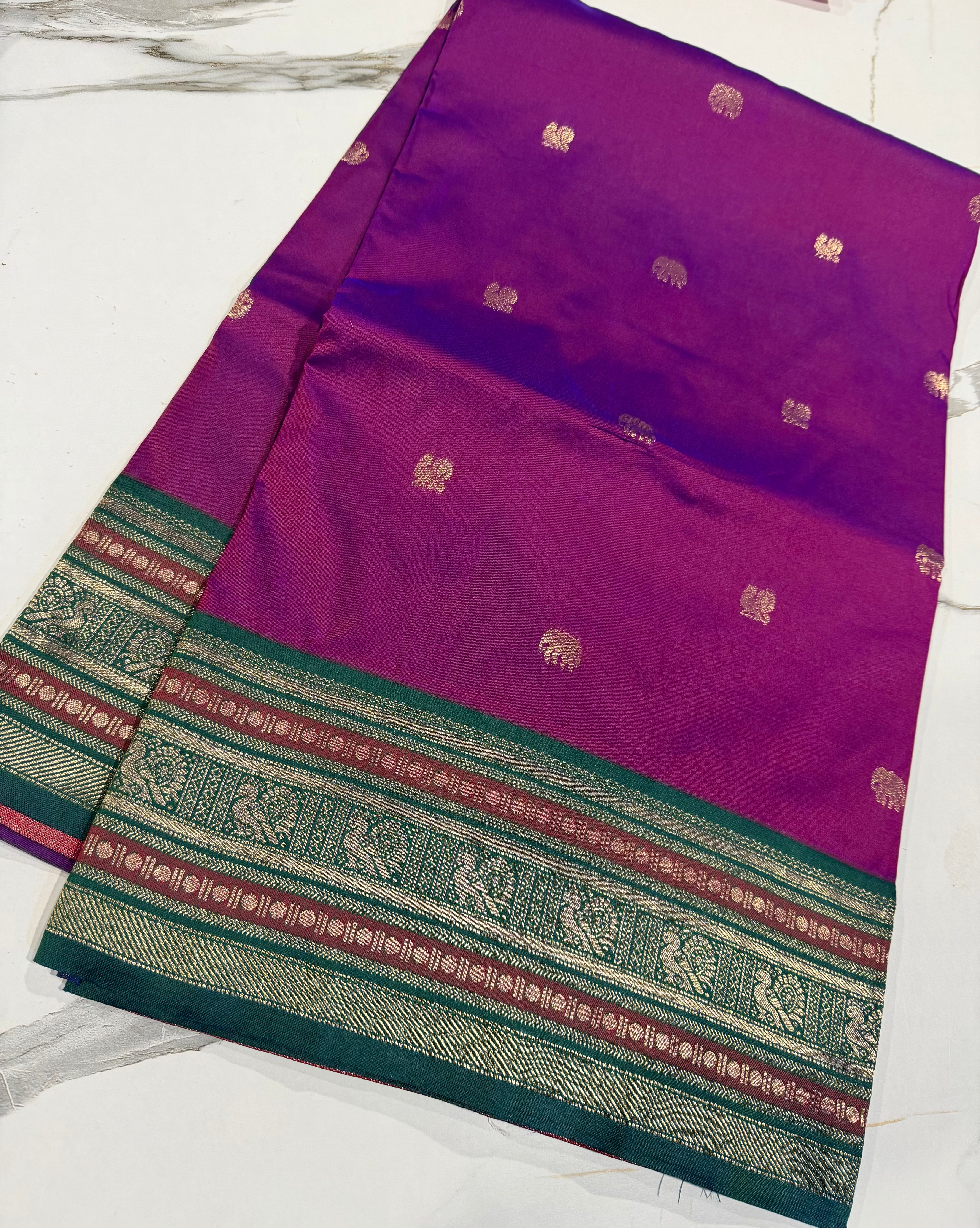 SNP-1499 Dark wine n green saree