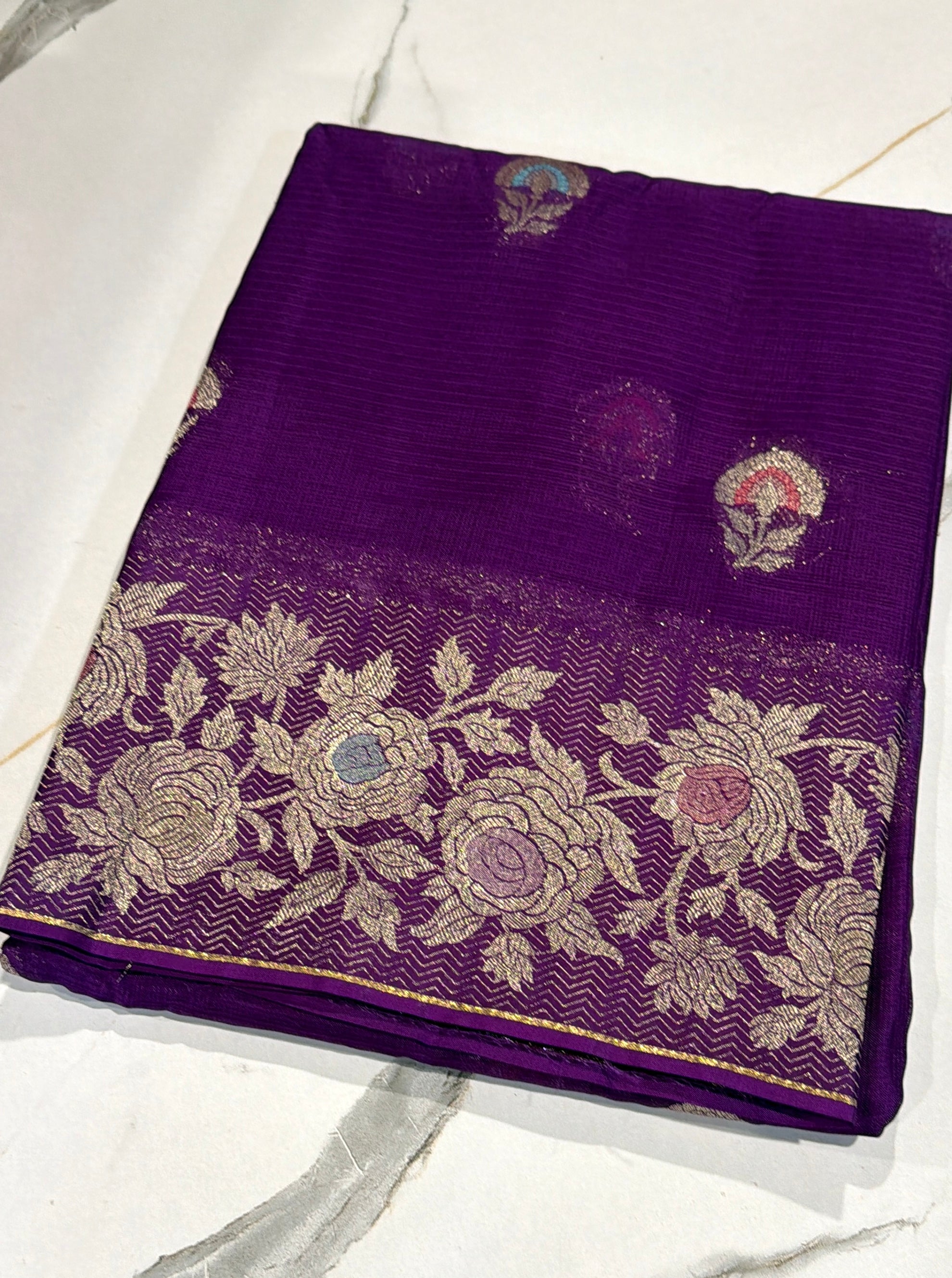KM-47 violet  saree Manipuri Kota silk