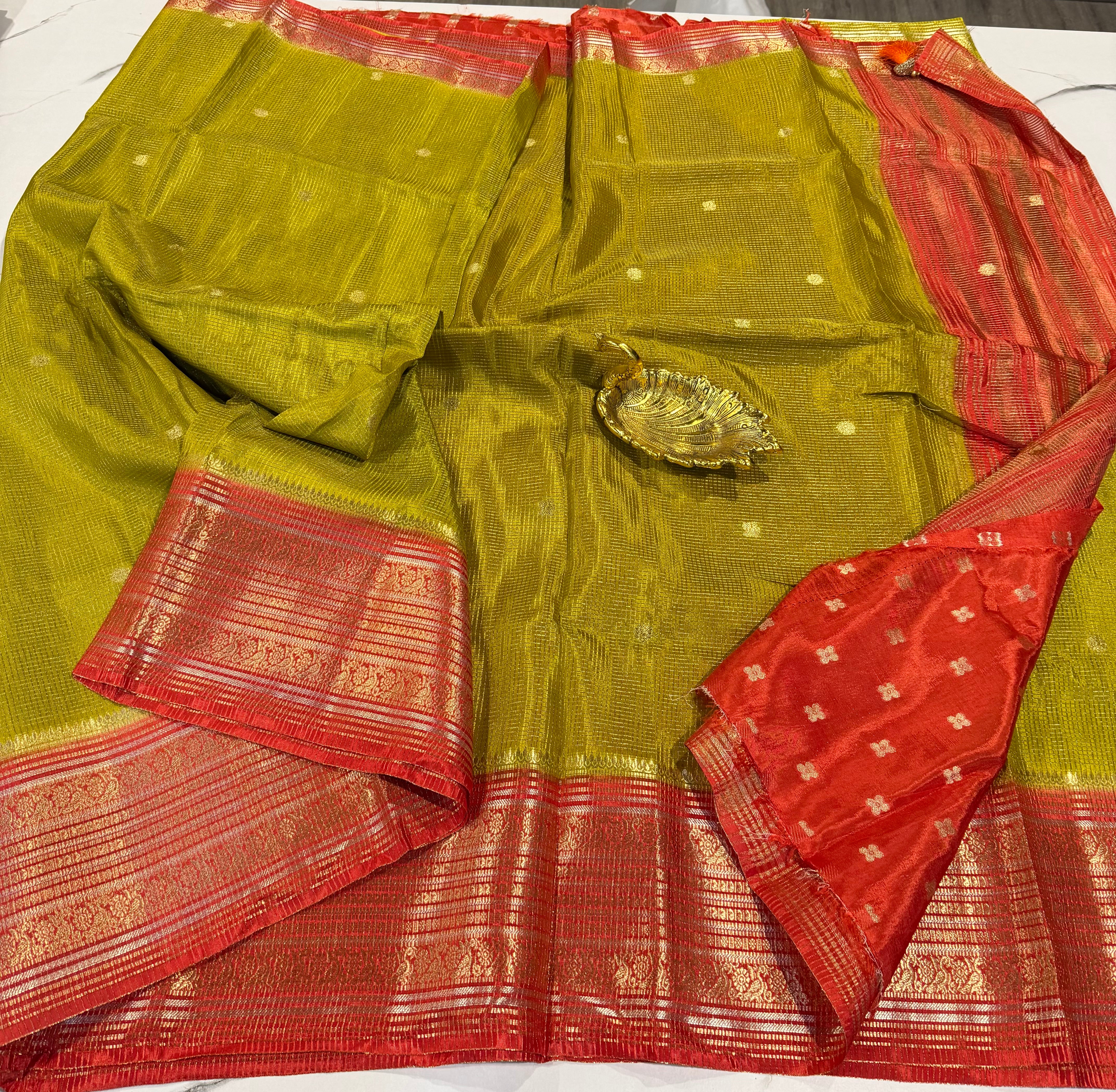 VKC2149BB- pesaragreen n orange Kanchi Brdr saree