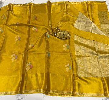 MKP-3500 mustard yellow colour premium Manipuri Kota silk