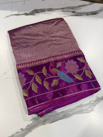 KT-5  purple colour kanchi tissue saree