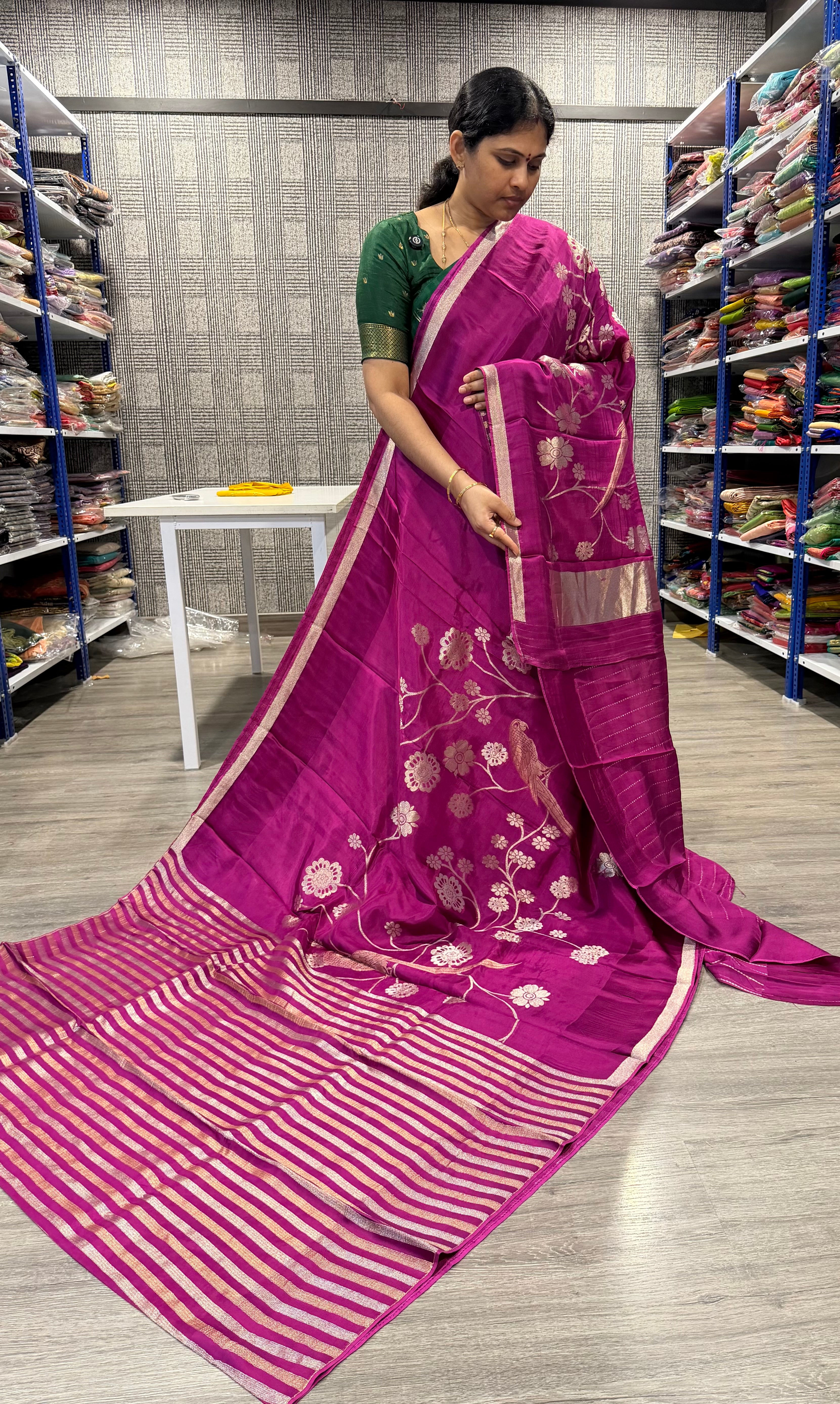 CP-42 Magentha  colour Paithani crep saree