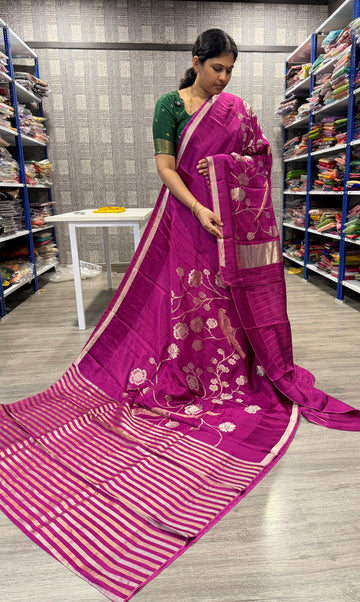 CP-42 Magentha  colour Paithani crep saree