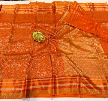 P-3599 Orange Rajkota moonga Patola saree