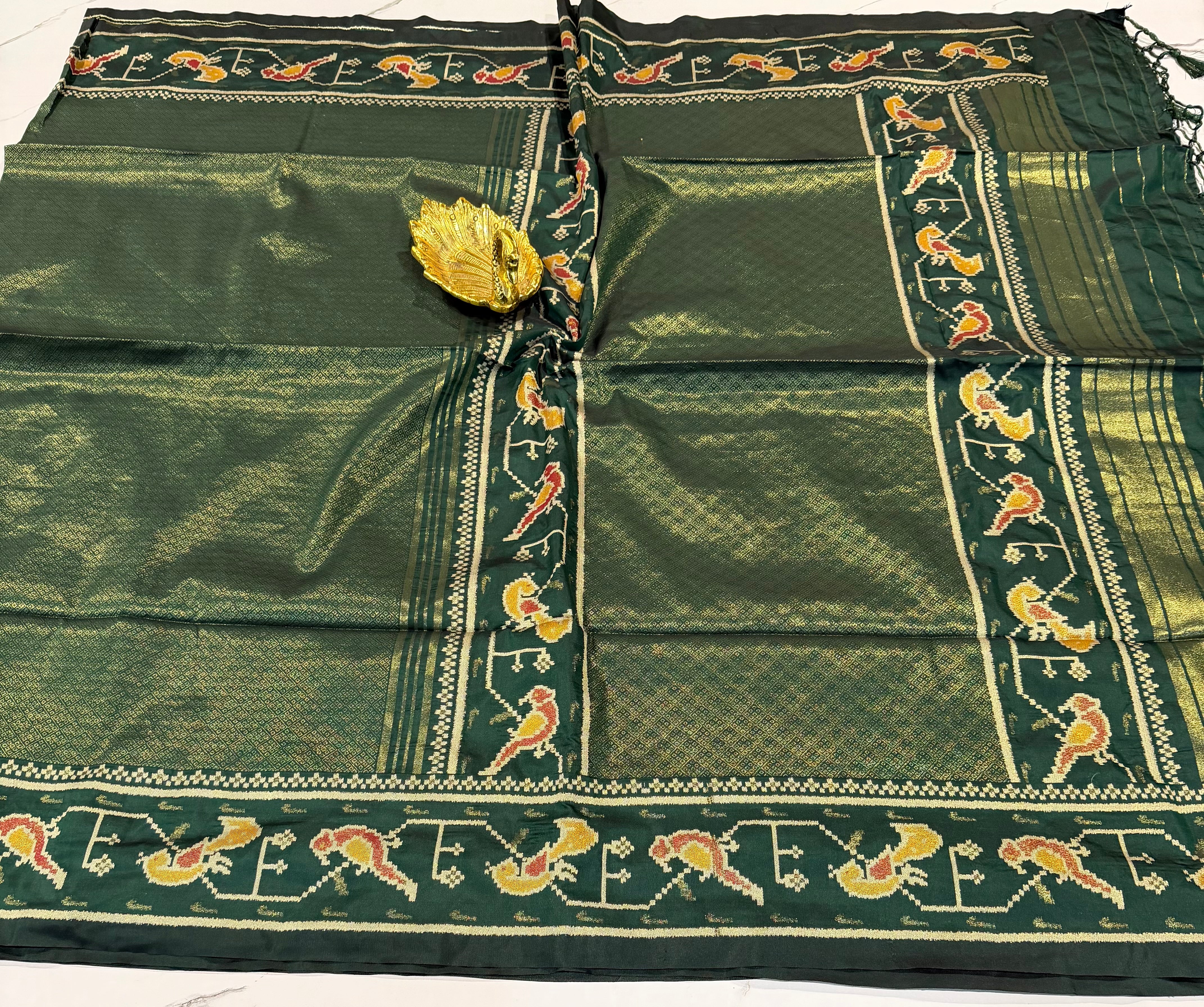 KP2299 kanchi tissue Paithani sarees dark green colour saree