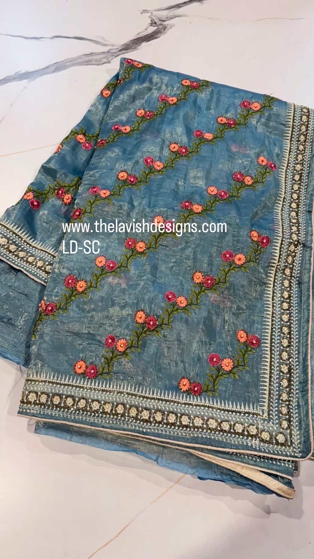LD-SC greyish blue silk sarees