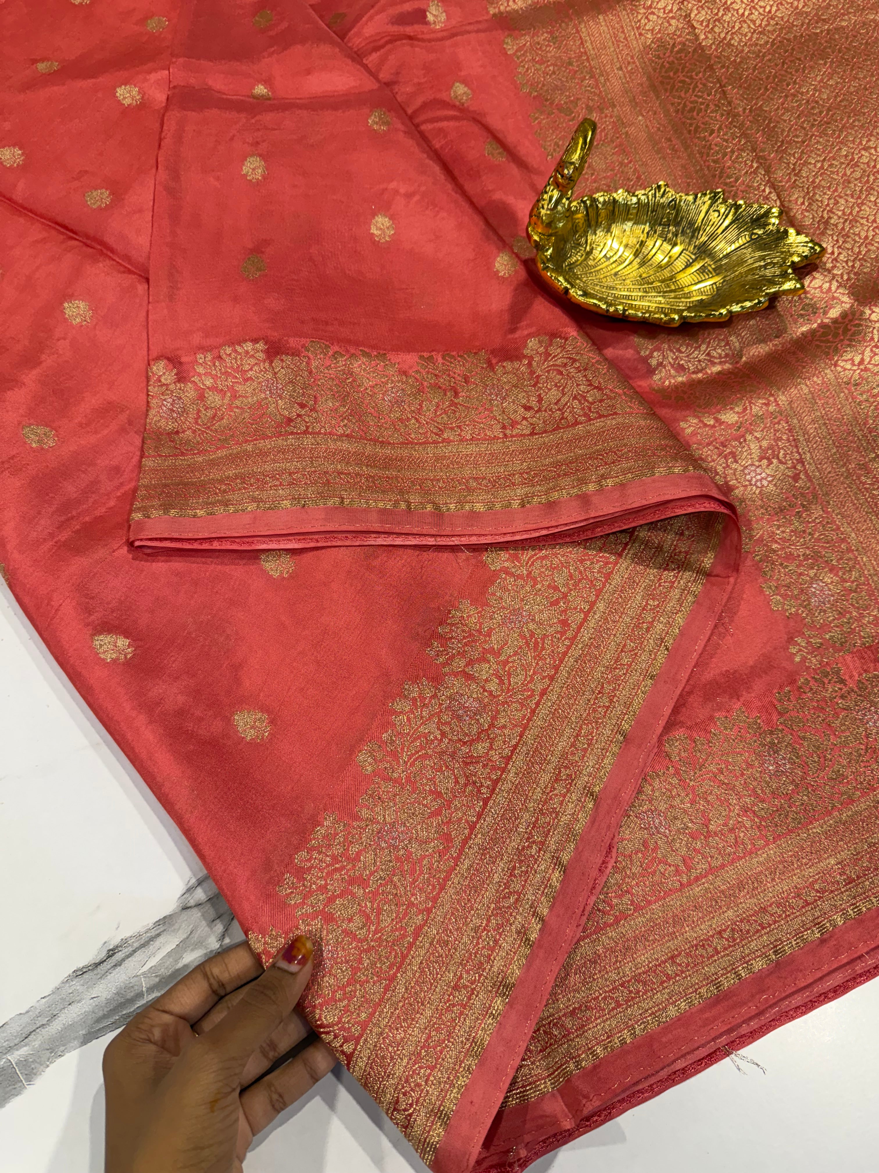 Gm-3950 banaras green mango pichishpink color saree