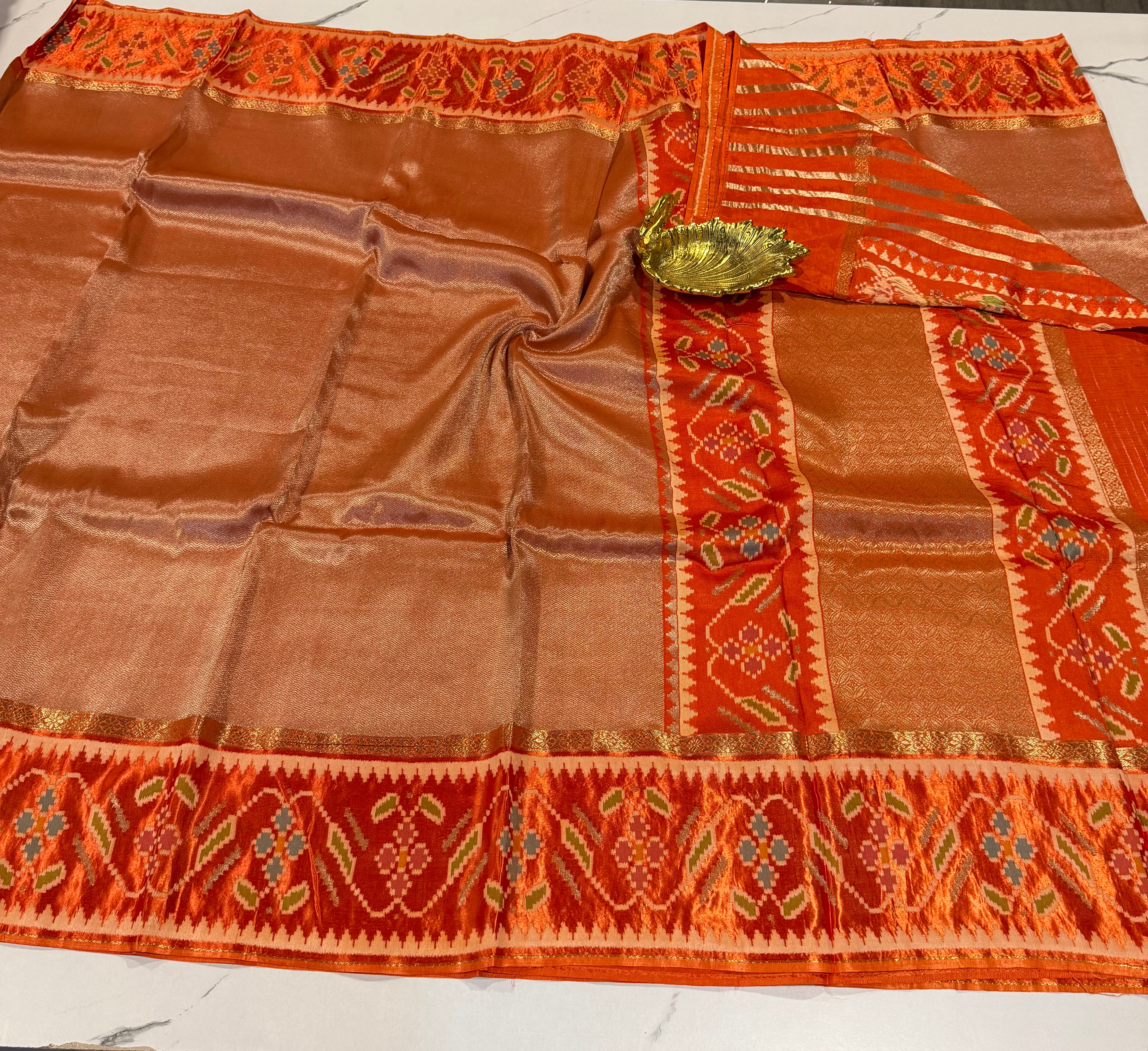 TP-51 orange colour kanchi tissue saree