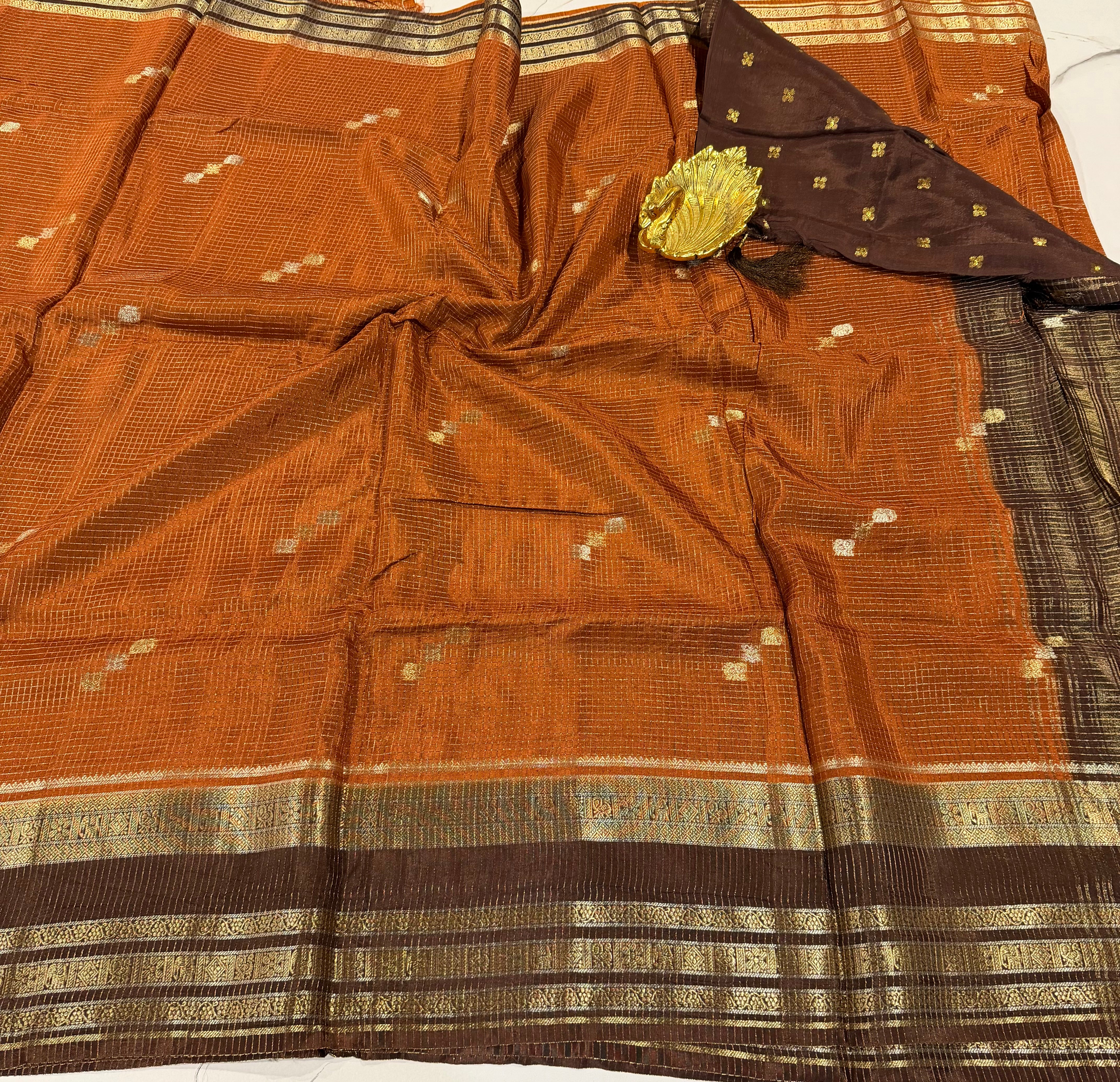KS-23  Rust n Brown  vairaoosi Vintage Kanchi saree