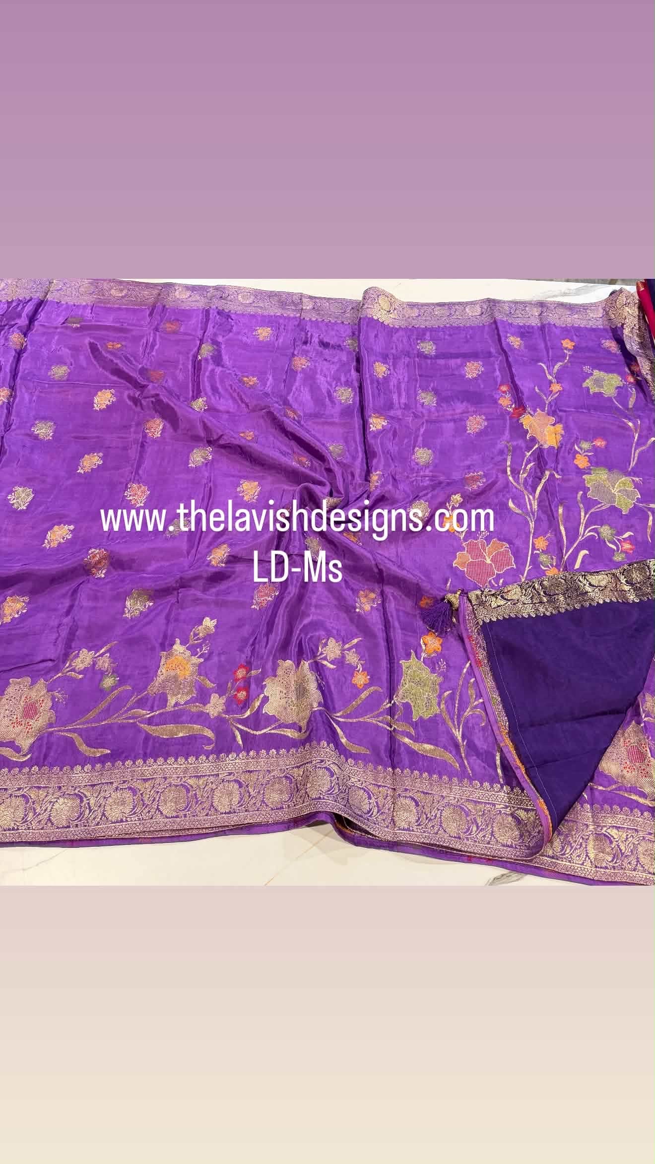 Mashru Satin crepe sarees LD-MS Dark Lavender