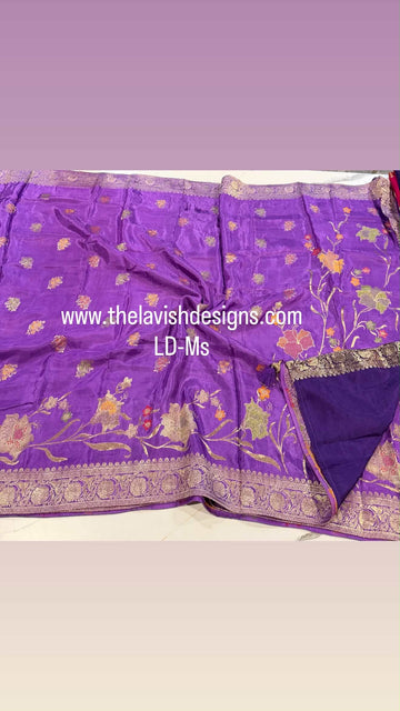 Mashru Satin crepe sarees LD-MS Dark Lavender