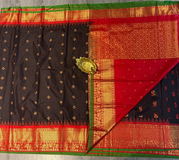 LD-G2299 vintage Semi Gadwal black and red with checks