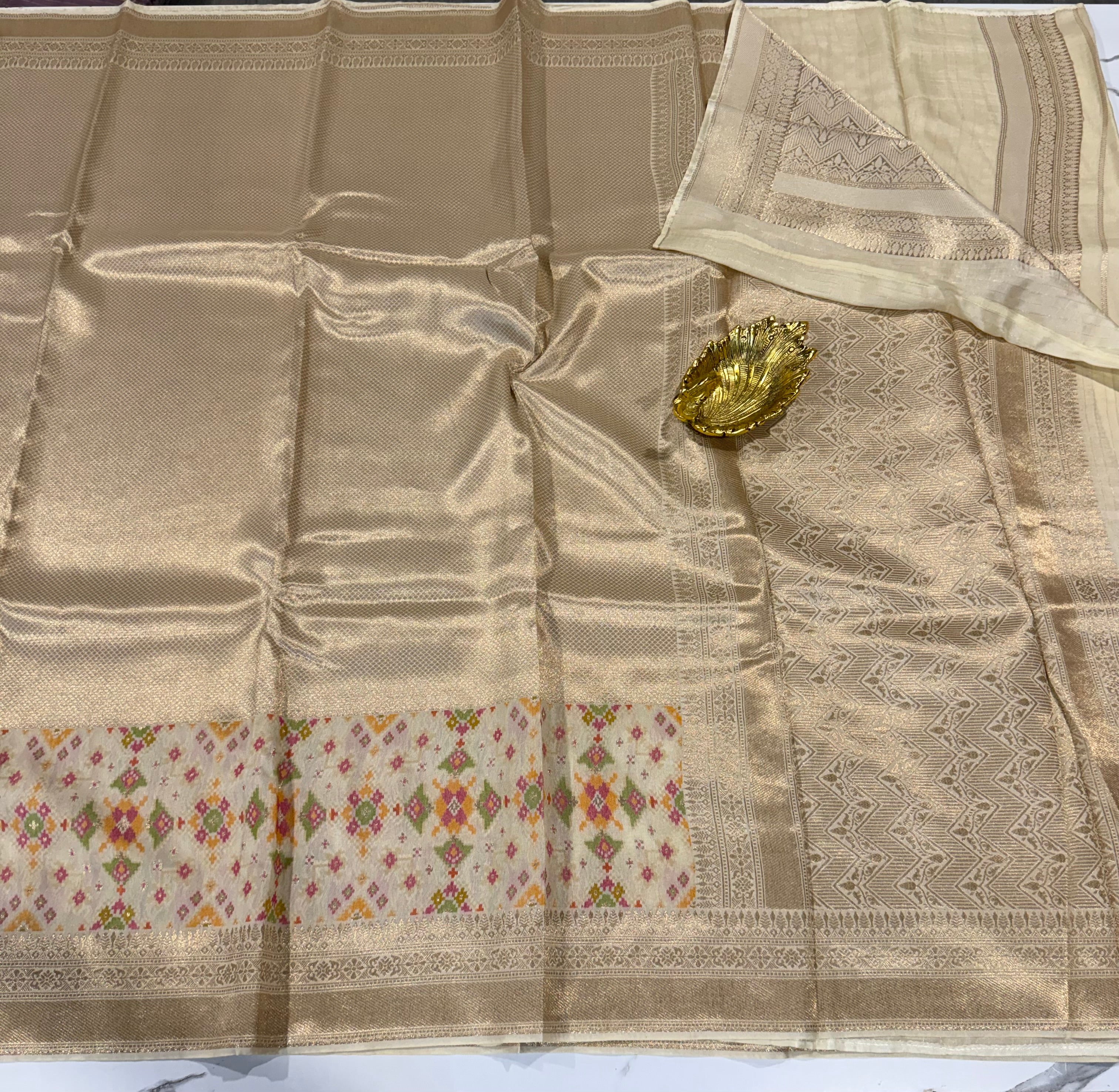P-5400 cream colour tissue Patola saree