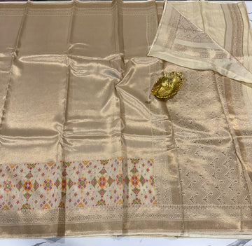 P-5400 cream colour tissue Patola saree