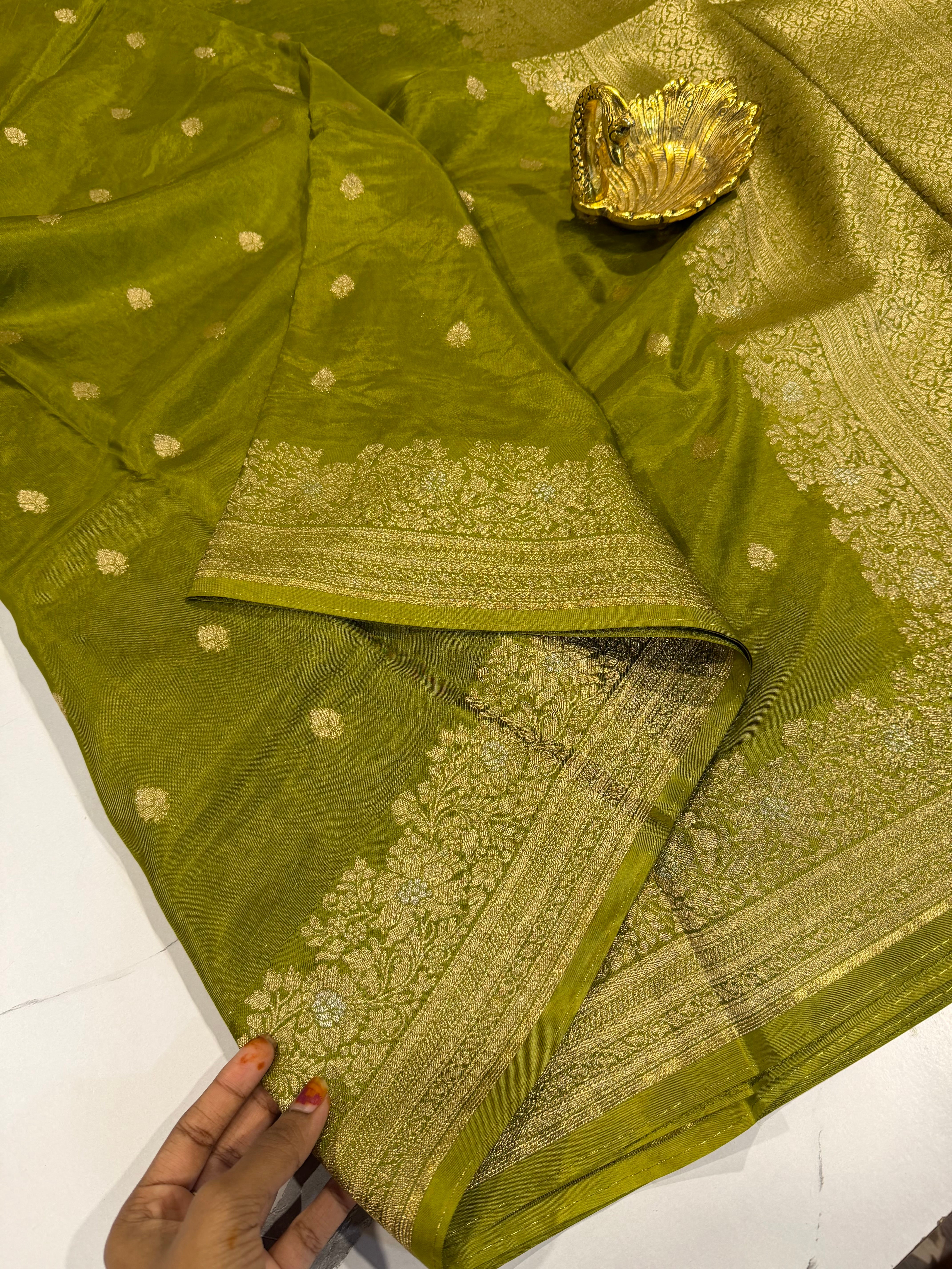 Gm-3950 banaras green mango pesara green color saree