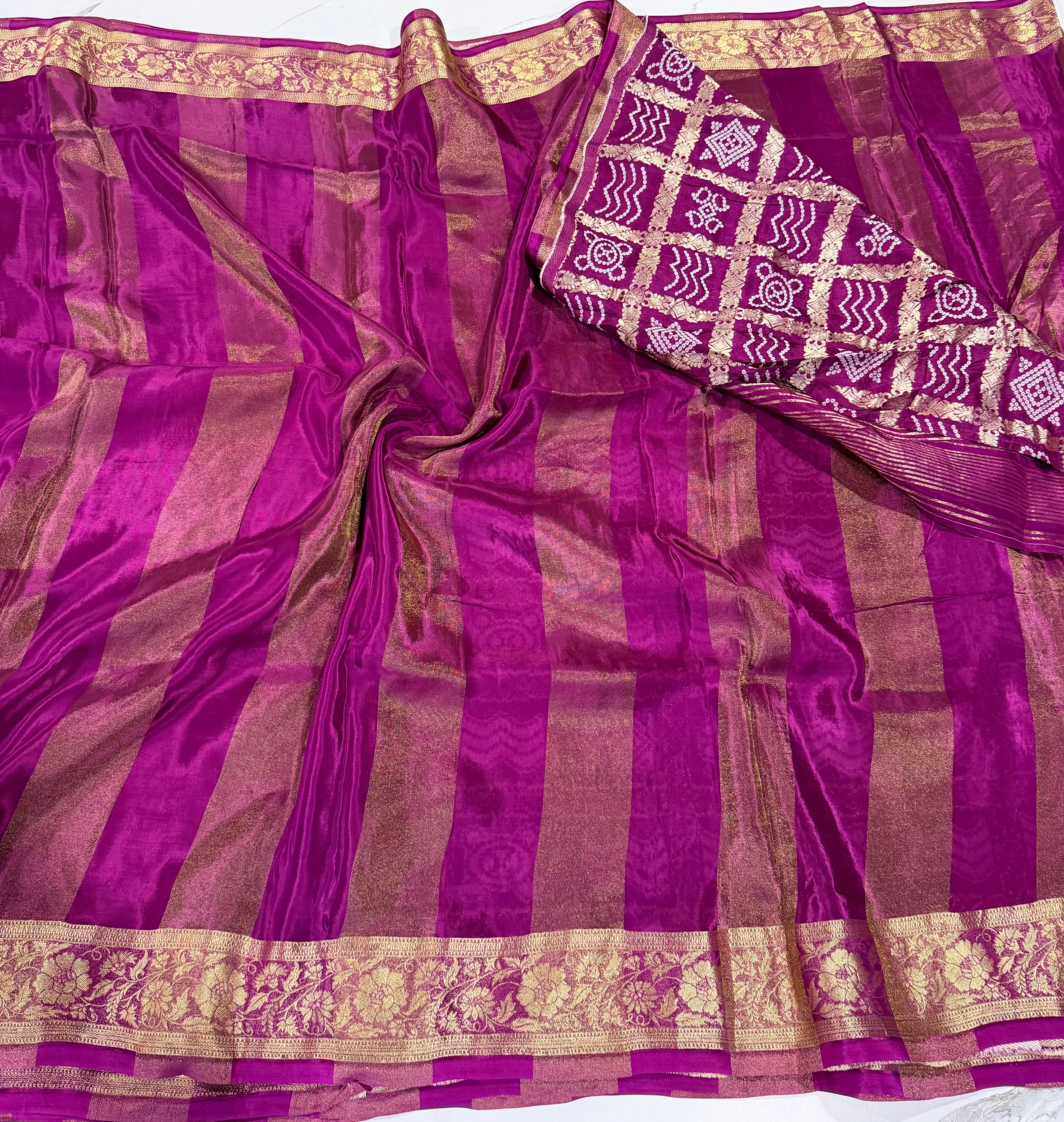 BS9 Banaras semi crepe sarees with Bandini design blouse