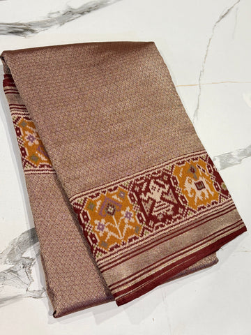 P-4900 Brown Patola tissue saree