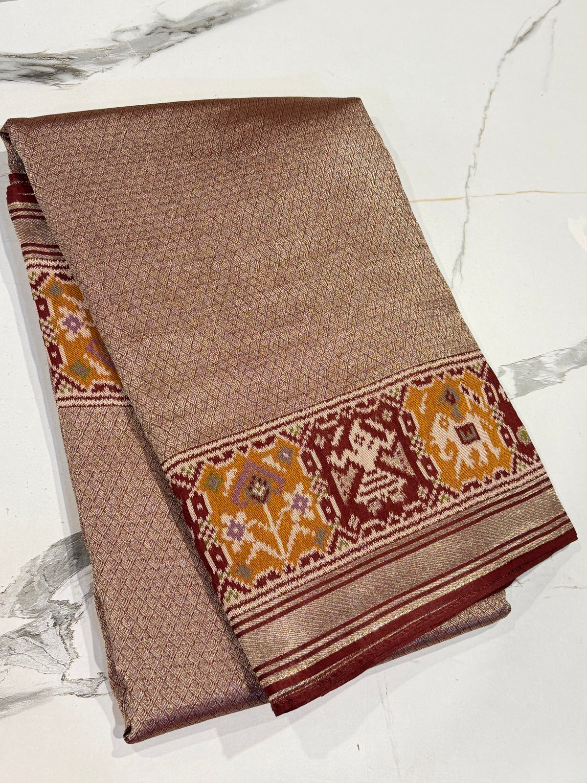 P-4900 Brown Patola tissue saree