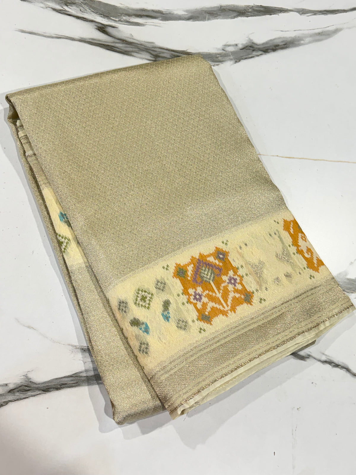 P-4900 cream Patola tissue saree