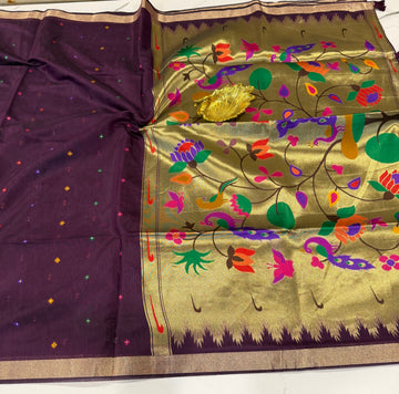MJ-1250 wine Jamdani Narayanpet  saree