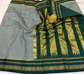 LD-N22 narayanapeta semi checks saree green and green border