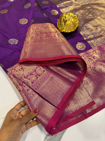 Ks-14 purple saree and magenta pink borders saree
