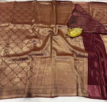 GS-4400 brown banaras crepe saree