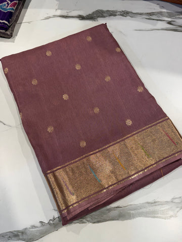 Pc-40 Mauva saree Paithani crepe