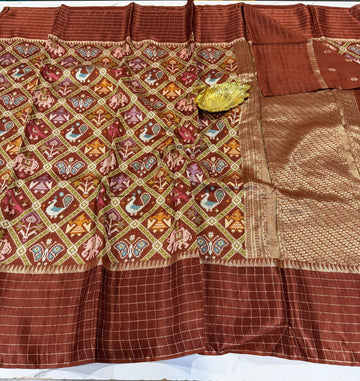 PT-A6 brown colour Patola saree
